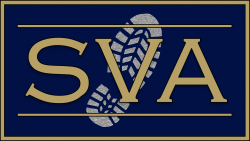 Blue SVA Logo with a Boot print in the background.